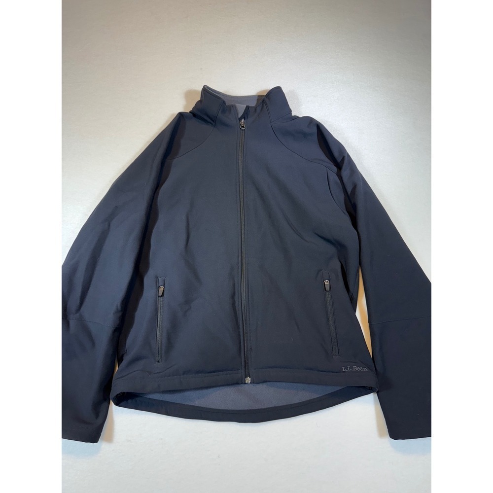 L.L.Bean Softshell Jacket Mens Medium Black Full Zip Outdoor Coat